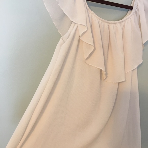 Noble U White Dress Fully Lined Ruffle Neck Large - Picture 3 of 6